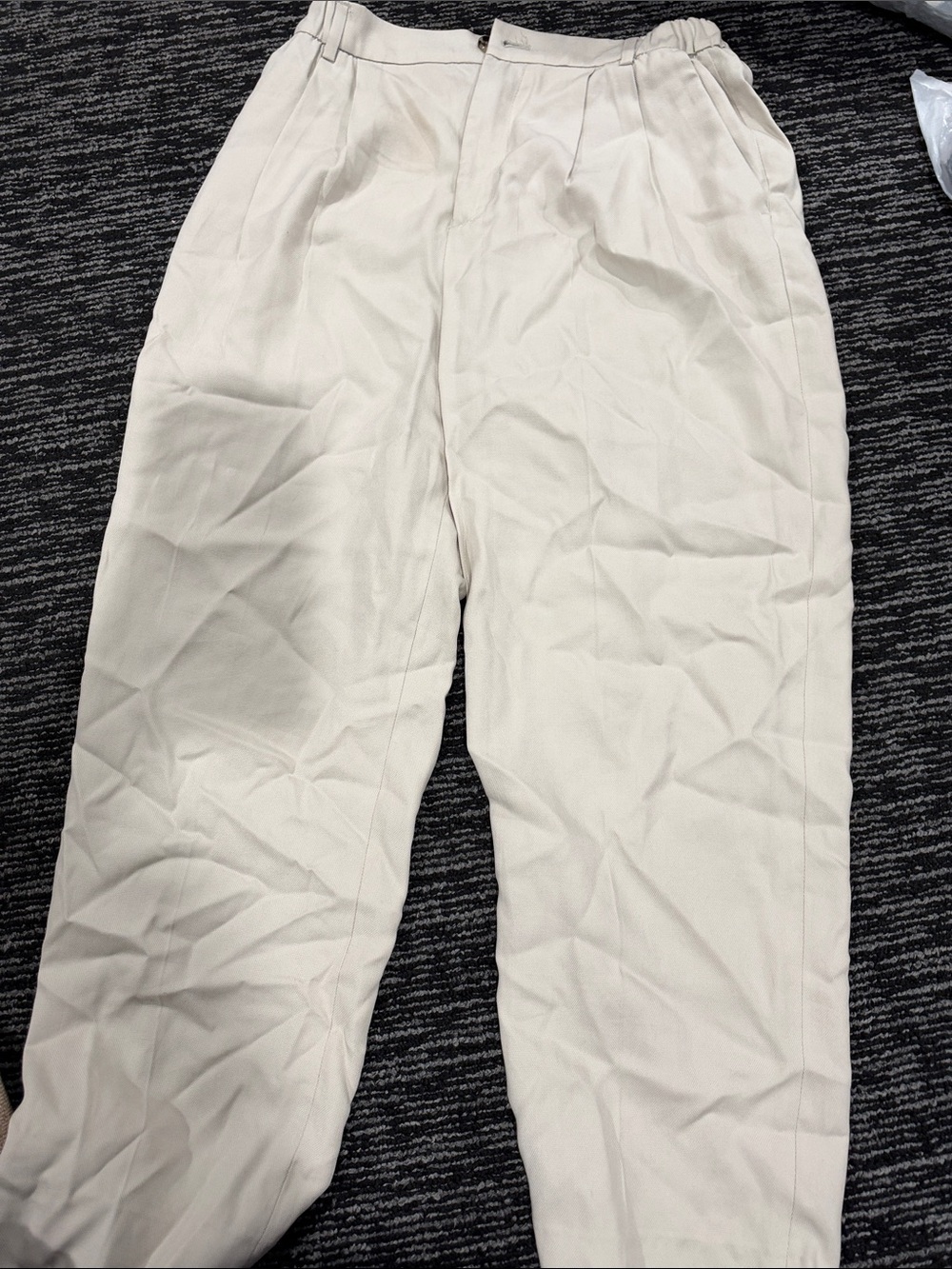 Zara Cream Pleated Chino Pants